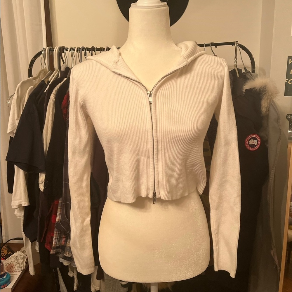Brandy Melville cropped zip up hoodie